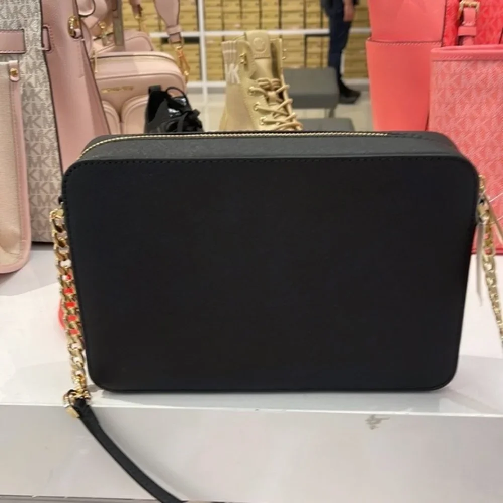 Michael Kors Jet Set Item Large East West Zip Crossbody Leather Black - Picture 8 of 16